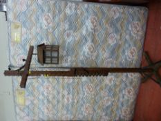 Rustic style oak and wrought iron adjustable standard lamp