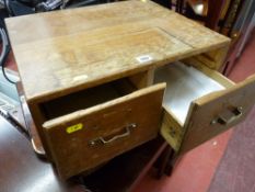 Vintage oak two drawer card storage file