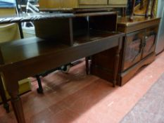 Reproduction mahogany telephone seat and a two door entertainment cabinet