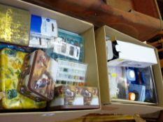 Two boxes of haberdashery and crafting equipment etc