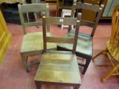 Three antique oak farmhouse chairs