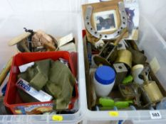 Two mixed crates of fixtures, fittings, tools and polishing equipment etc including a very large