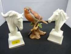Pair of Royal Worcester horse head figurines 'Lampon' and 'Chronos' along with a Capodimonte style