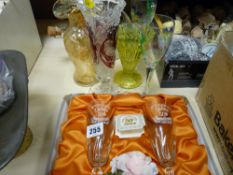 Boxed set of Golden Anniversary wine glasses and other miscellaneous glassware