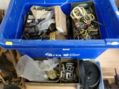 Large quantity of buckles, fixtures and fittings for leather strapwork and harnessing etc