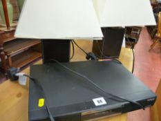 Humax DVB Freeview Plus digibox and two bedside lamps E/T