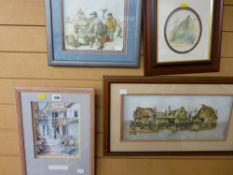 Four various decoupage framed pictures