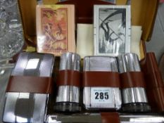 Vintage cased gent's vanity set and two sealed packs of playing cards