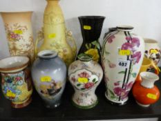 Range of various decorative vases etc