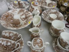 Good quantity of coaching scene decorated tea, coffee and dinnerware