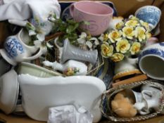 Box of ornamental crockery etc