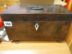 Walnut four footed tea caddy