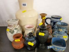 Collection of various vases and pottery including Thoune, large Susie Cooper vase etc