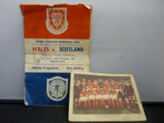1956 Wales-v-Scotland football programme and a Wales-v-Ireland at Belfast 1937/38 card, the