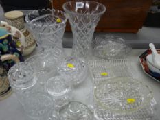 Quantity of cut and other glass vases and tableware