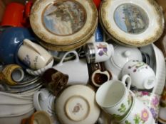 Six Pratt ware plates, quantity of pottery mugs and other teaware etc