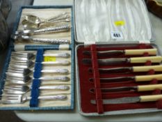 Selection of cased and loose cutlery