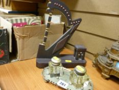 Electroplate inkstand and a slate ornamental hearth