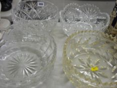 Four cut and other glass fruit bowls