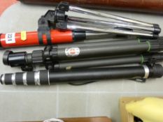 Small telescope on stand, camera tripod and one other