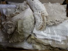 Box of vintage linen and lace