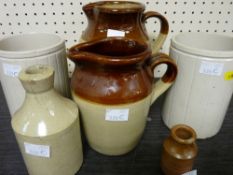 Group of stoneware jugs and storage jars etc