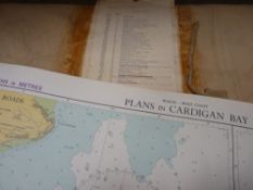 Quantity of Admiralty survey maps including Cardigan Bay, Mississippi River Delta, River Clyde,