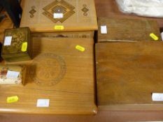 Collection of vintage boxes, one having a matchbook/box collection to the interior