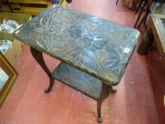 Edwardian leaf carved two tier occasional table