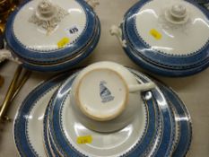 Blue and white part dinner service 'Princess' pattern with RD number