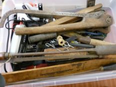 Crate of horse related and other tools and equipment