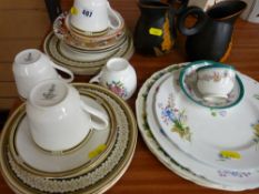 Quantity of Royal Doulton 'New Romance' teaware, two Shelley floral decorated plates, a pair of