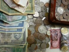 Mixed collection of vintage coins and notes including George IV, East Africa shillings