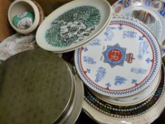 Box of decorative wall plates etc