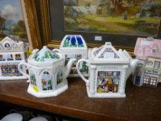 Five colourful collector's teapots