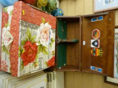 Vintage mahogany sportsman's gun case marked 'Walther' with leather carrying strap and a modern