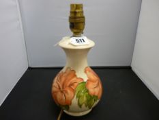 Moorcroft 'Coral Hibiscus' pottery table lamp
