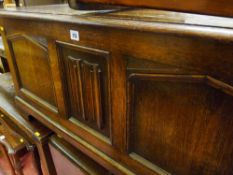 Fielded panel polished blanket box and an occasional table