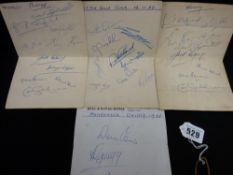 Four dinner menu cards, 1950s and 1960s for the Bull & Royal Hotel, Preston containing autographs of