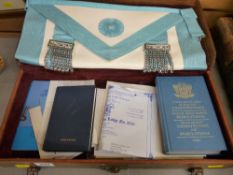 Quantity of Masonic regalia and ephemera in a leather carry case