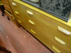 Parcel of light wood and wood effect bedroom furniture including chest of four drawers, bedside