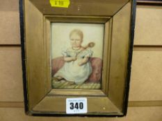 Early 19th Century portrait watercolour - young child, script verso reads 'The likeness of Benjamin,