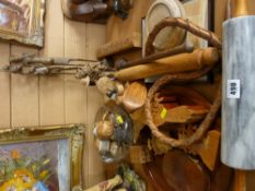 Good selection of mainly modern treen, marble rolling pin etc