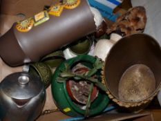 Stylish Bretby ware vase, green pottery planter, quantity of tableware etc