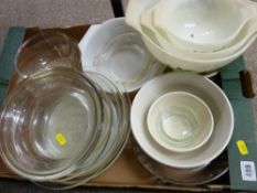 Box of Pyrex ware etc