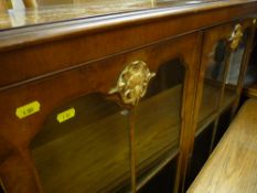 Empire style walnut effect two door china cabinet