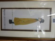 L S LOWRY print - full length study of a man in a raincoat with bowler hat