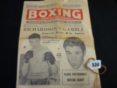 Copy of 'Boxing News, March 21st, 1958' featuring a prelude to Floyd Patterson's forthcoming bout