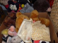 Two boxes of vintage and other stuffed toys
