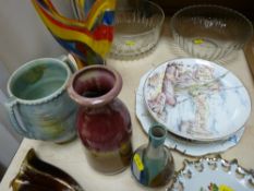 Parcel of mixed china and glassware including tourist plates, other decorative plates, millefiori